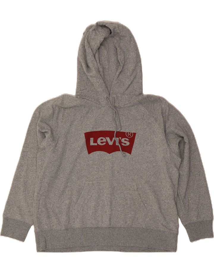 LEVI'S Mens Graphic Hoodie Jumper XL Grey Cotton Vintage Levi's and Second-Hand Levi's from Messina Hembry 