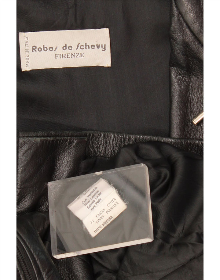 Vintage læderfrakke til kvinder UK 12 medium sort læder