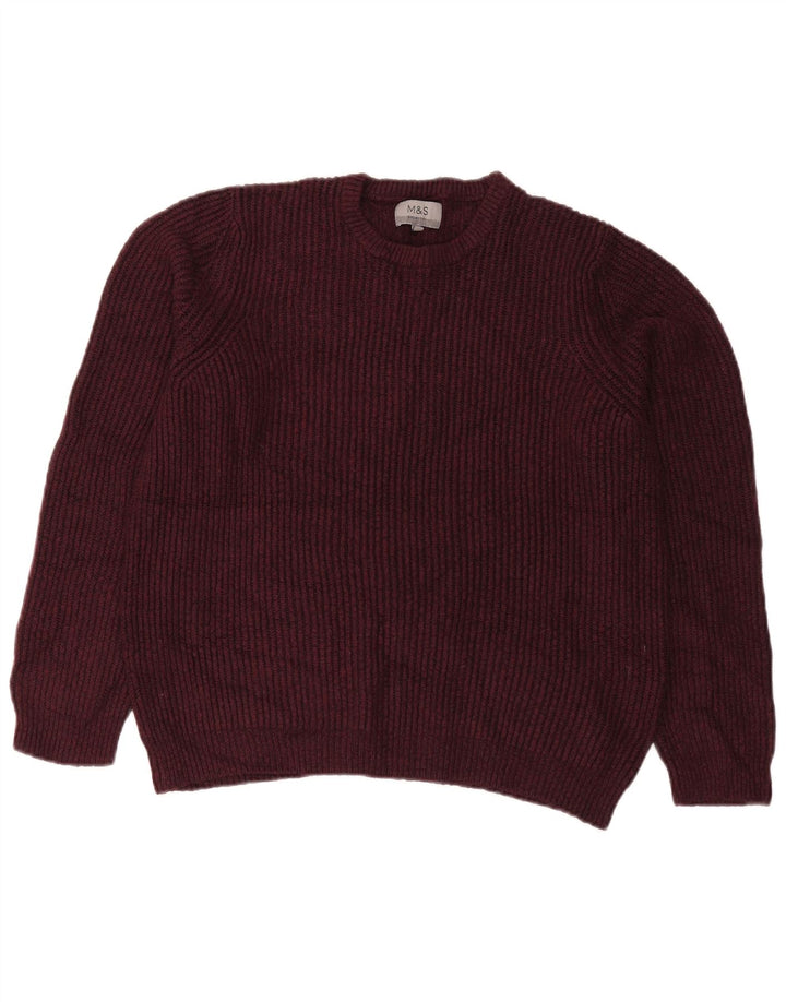 Marks & Spencer Herretrøjetrøje med rund hals Medium Burgund akryl