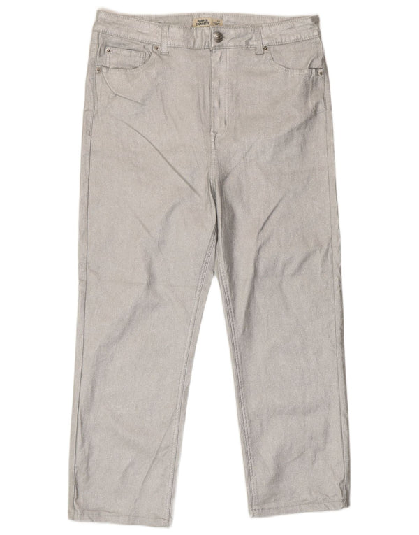 Marks & Spencer Womens Cropped Trousers UK 16 Large W34 L24 Silver