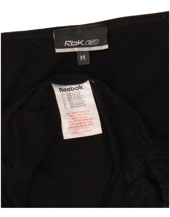 REEBOK Dame Grafisk Top Langærmet UK 12 Medium Sort Bomuld