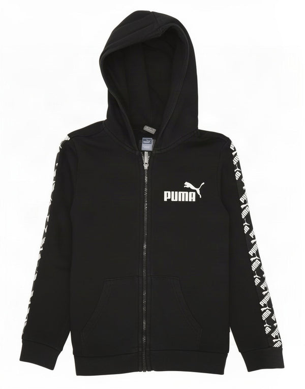 Puma Boys Grafisk hættetrøje med lynlås 11-12 år Sort bomuld
