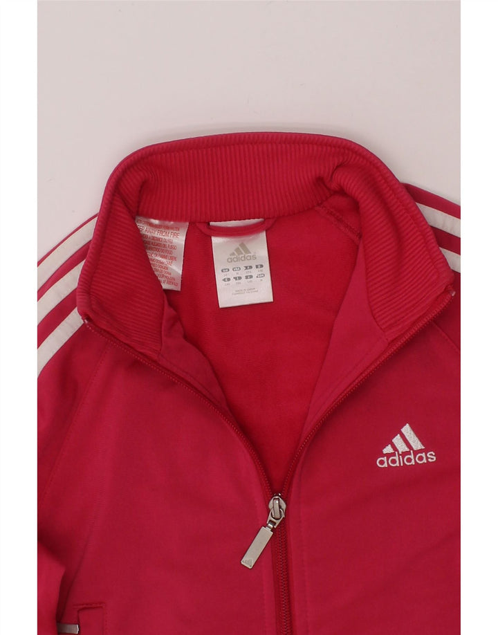 ADIDAS Girls Tracksuit Top Jacket 9-10 Years Pink Polyester Vintage Adidas and Second-Hand Adidas from Messina Hembry 