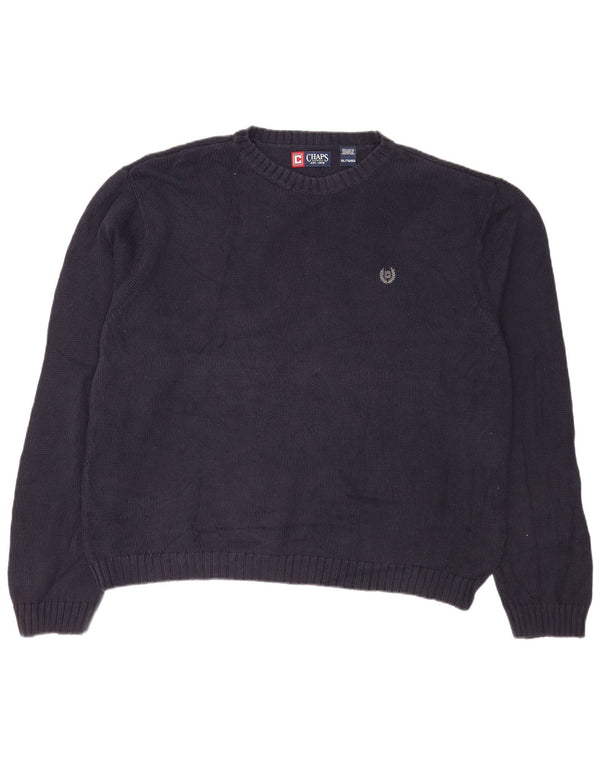 Chaps Herre rund hals sweater 2XL marineblå bomuld