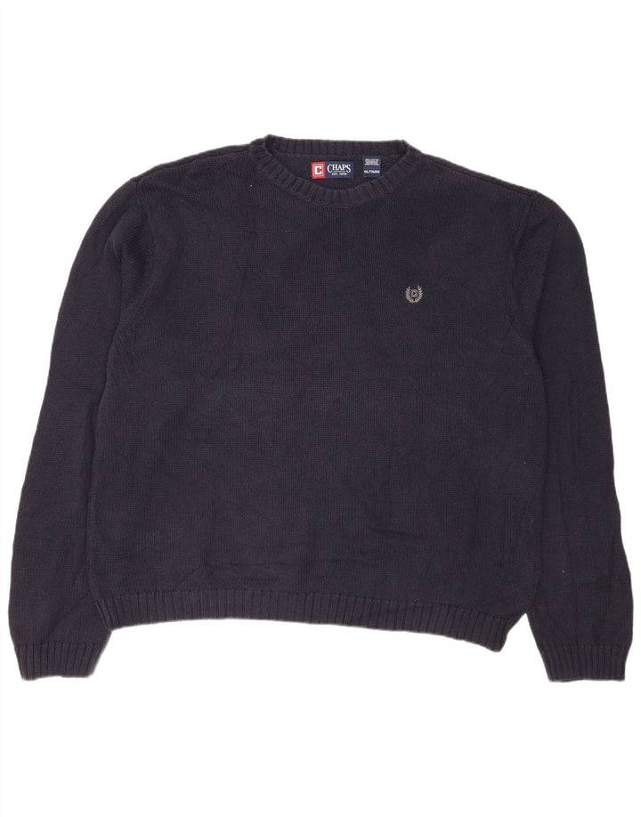 Chaps Herre rund hals sweater 2XL marineblå bomuld