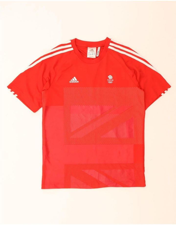 ADIDAS Herre Team GB Grafisk T-Shirt Top Lille Rød Polyester
