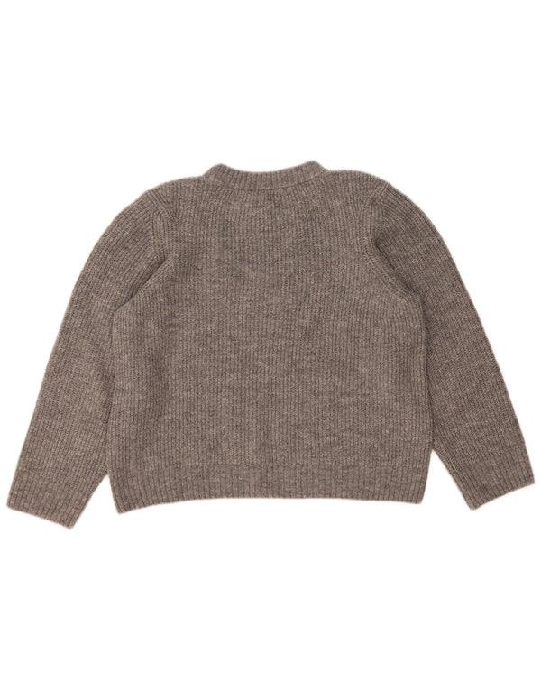 Topshop Womens Crop Boat Neck Jumper Sweater UK 14 Medium Grey Acrylic