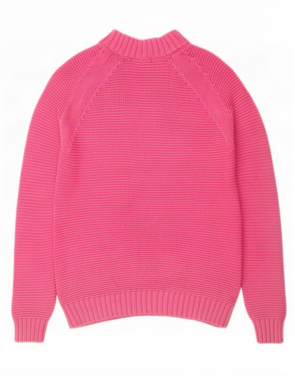 Zara Dame Turtle Neck Jumper Sweater UK 14 Medium Pink Bomuld