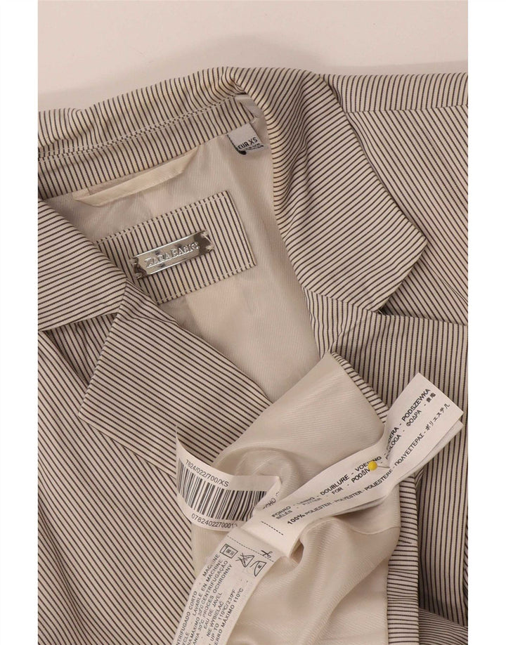 Zara Dame 1-knaps blazerjakke UK 4 XS Hvid nålestribet polyester
