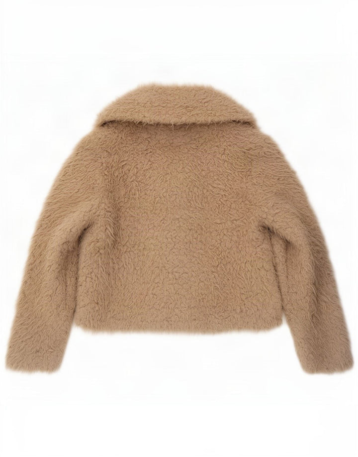 Zara Dame imiteret Pelsjakke UK 14 Medium Beige Polyester