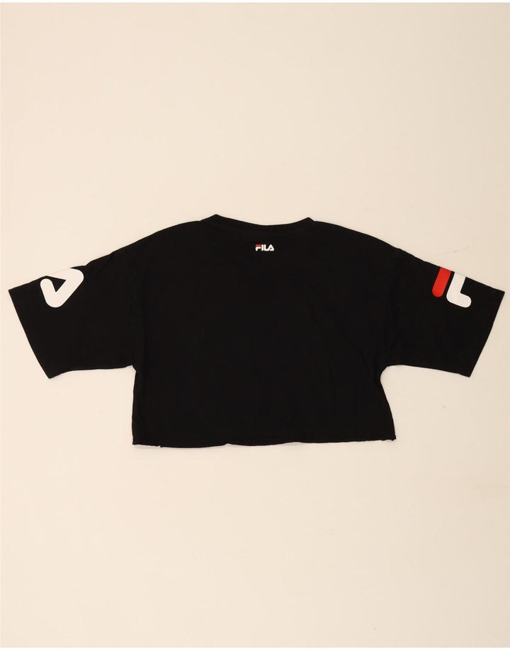 Fila Womens Crop Graphic T-Shirt Top UK 14 Medium Black