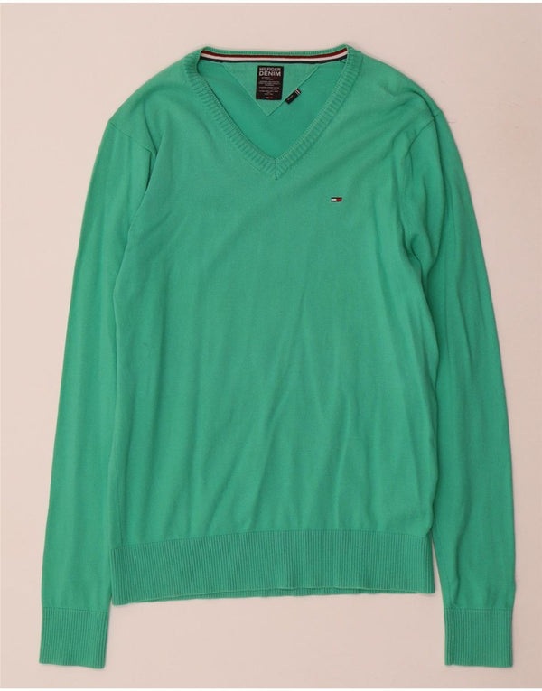 Tommy Hilfiger Herre V-hals sweater Medium Grøn Bomuld