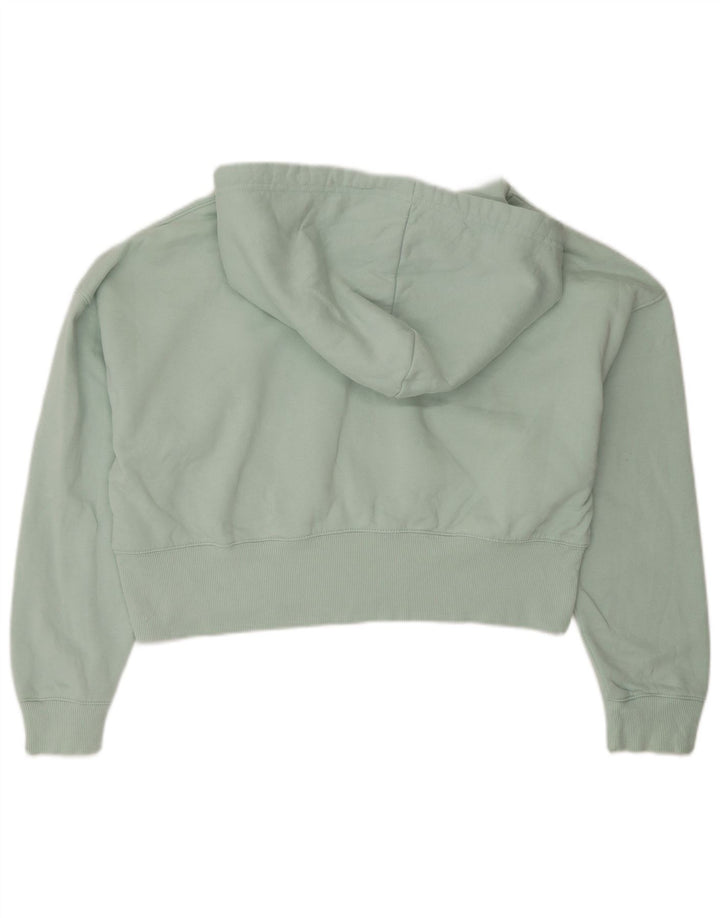 Adidas Womens Oversized Crop Graphic Hoodie Jumper UK 8 Small Turquoise
