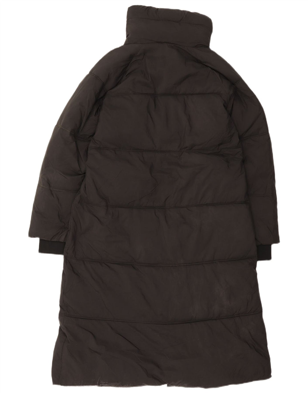 Zara Dame Hætte Polstret Frakke UK 14 Medium Sort Polyester