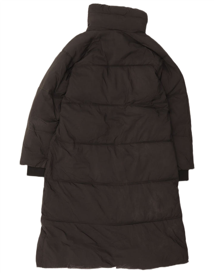 Zara Dame Hætte Polstret Frakke UK 14 Medium Sort Polyester
