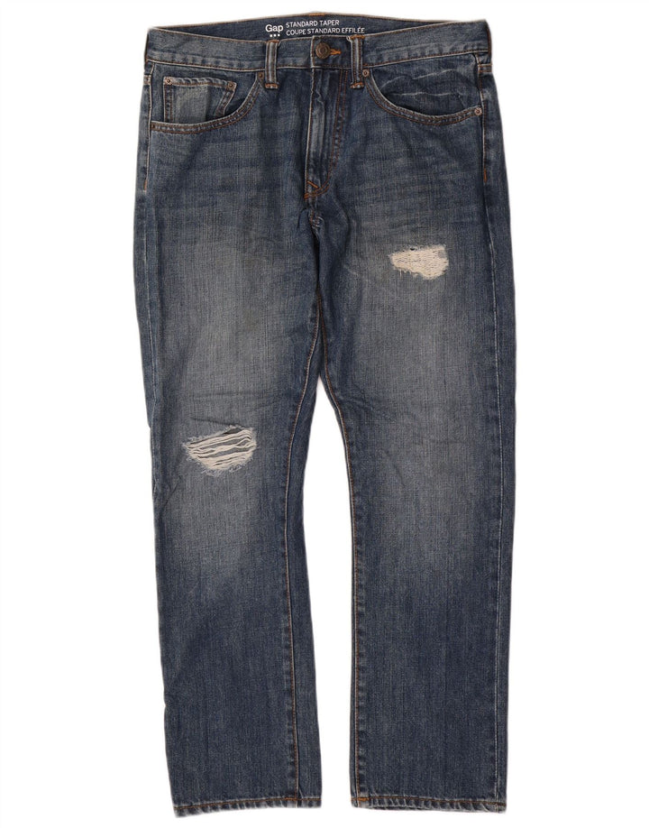Gap Herre Standard Distressed Tapered Jeans W32 L30 Blå Bomuld