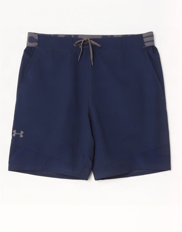 Under Armour Mens Heat Gear Graphic Sport Shorts XL Navy Blue Colourblock