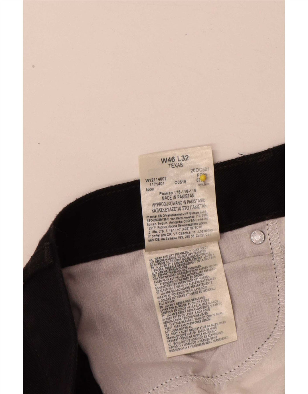 Wrangler Herre Texas Straight Jeans W46 L30 Sort Bomuld