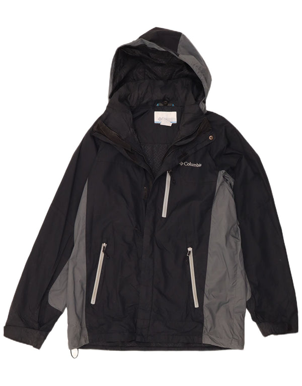 Columbia Windbreaker-jakke med hætte til mænd UK 14 Medium Black Colourblock