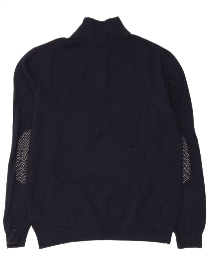 HUGO BOSS Herre Regular Fit Zip Neck sweater Stor marineblå bomuld