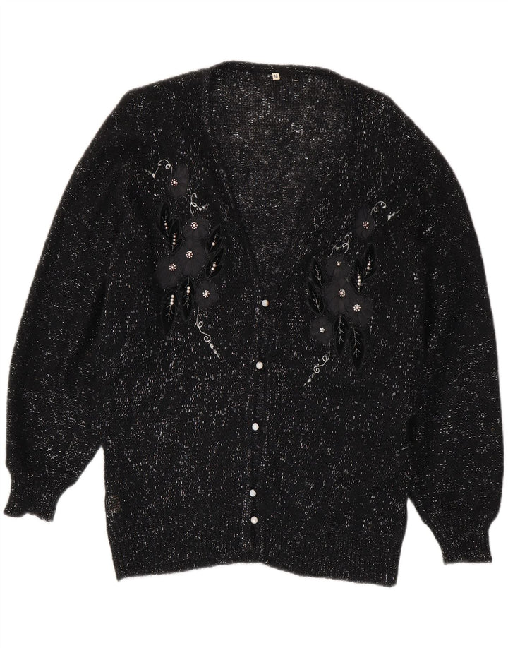 VINTAGE Womens Cardigan Sweater UK 14 Medium Black