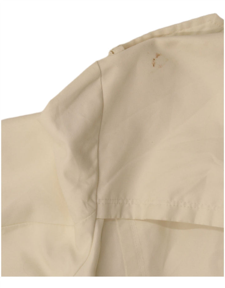 Zara Dame Dobbeltradet Trench Coat UK 14 Large Off White Bomuld