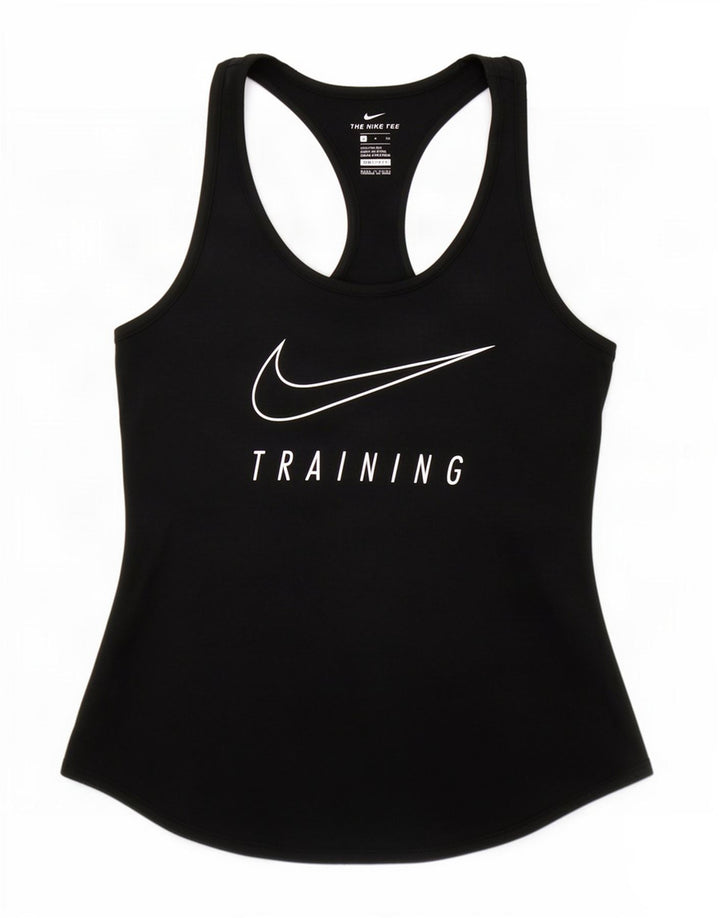 Nike Dame Dri Fit Grafisk Vest Top UK 10 Small Black Polyester