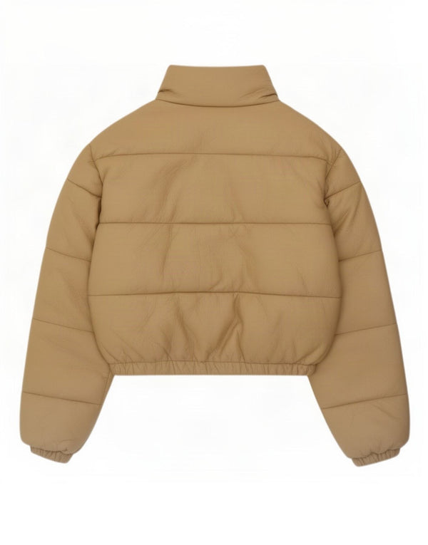 Zara Dame Oversized Faux Leather Polstret Jakke UK 6 XS Beige