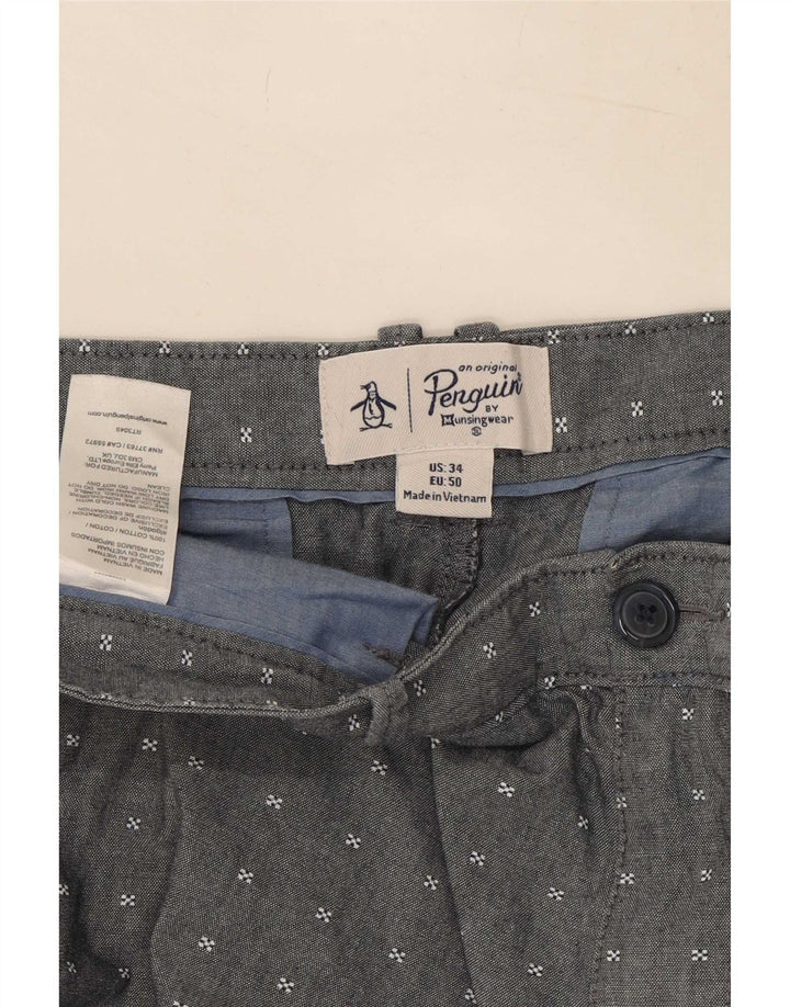 Penguin Herre Chino Shorts Large W34 Grå plettet bomuld