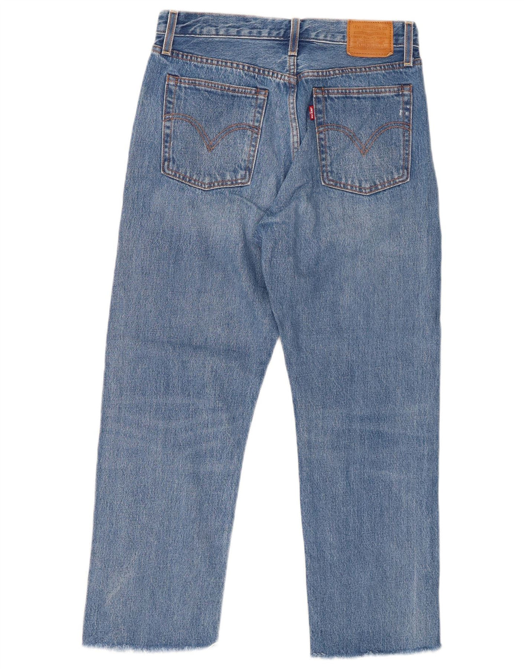 LEVI'S Dame Wedgie Straight Cropped Jeans W28 L25 Blå Bomuld