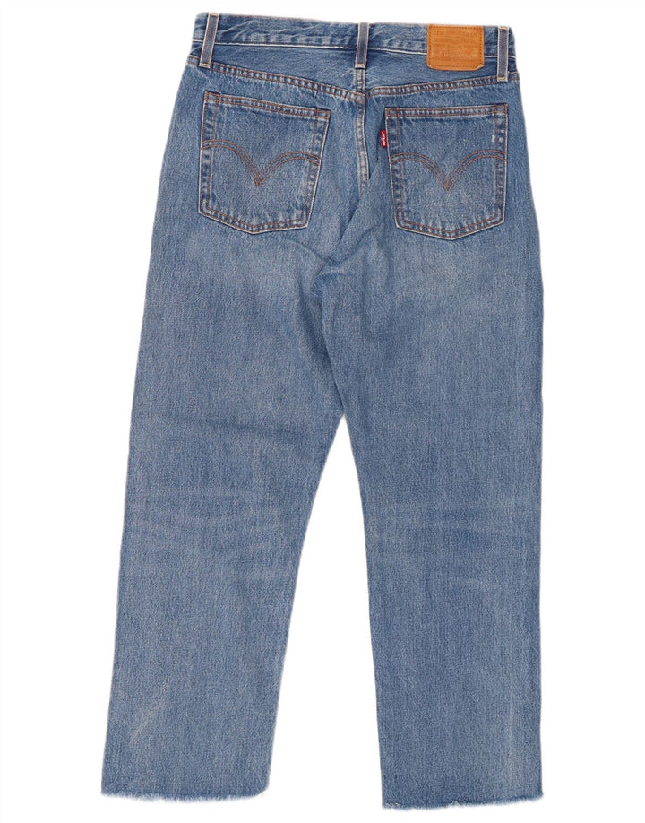 LEVI'S Dame Wedgie Straight Cropped Jeans W28 L25 Blå Bomuld