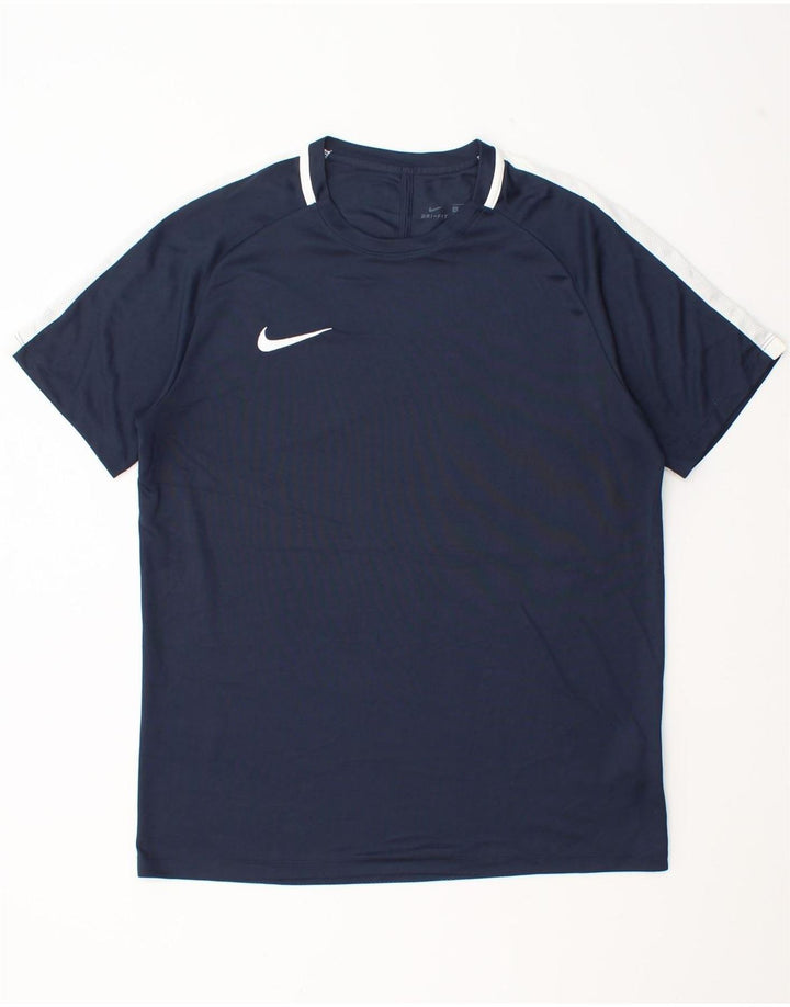 Nike Herre Dri Fit T-shirt Top Stor marineblå Colourblock Polyester