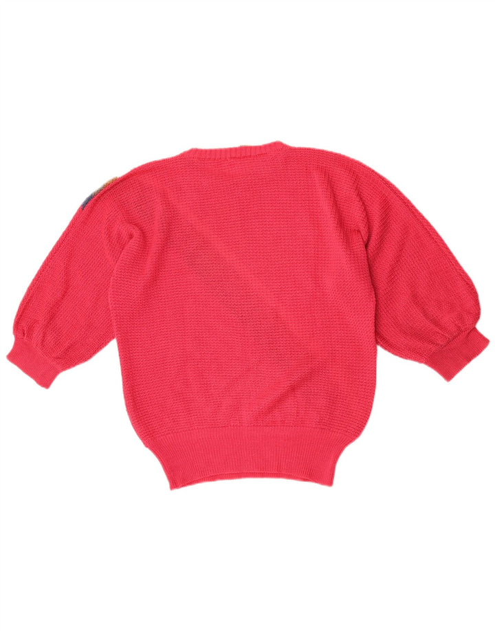 Sonya Womens Oversized Crew Neck Jumper Sweater UK 10 Small Pink Striped