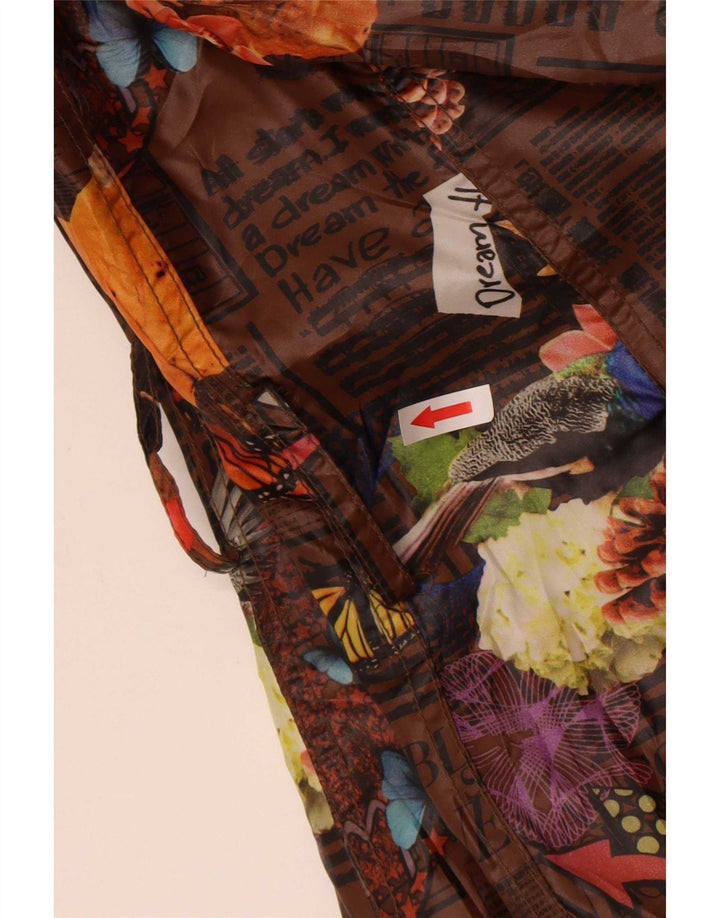 Desigual Graphic Trench Coat til kvinder EU 38 Medium Brown Floral Polyester