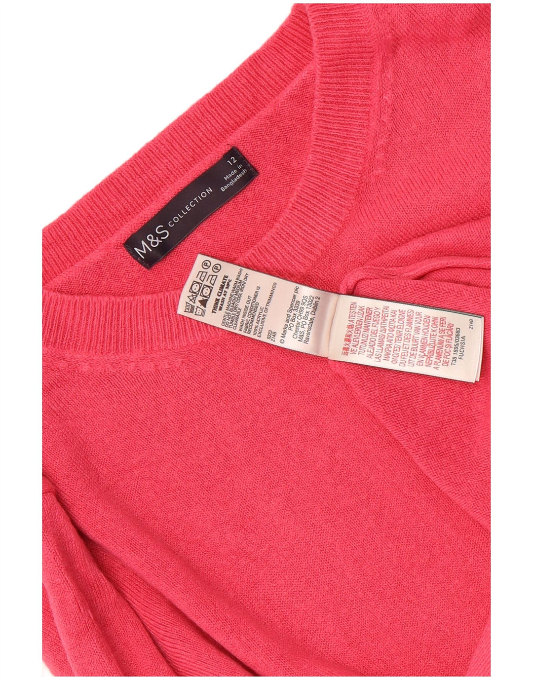 Marks & Spencer Dame Boat Neck Jumper Sweater UK 12 Medium Pink Akryl