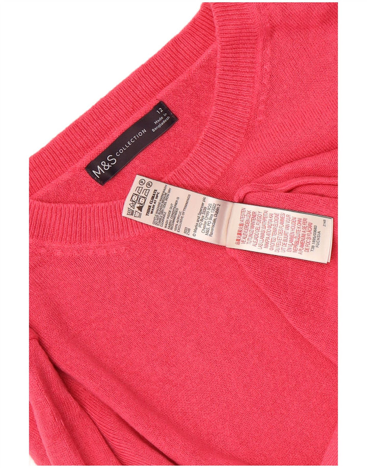 Marks & Spencer Dame Boat Neck Jumper Sweater UK 12 Medium Pink Akryl