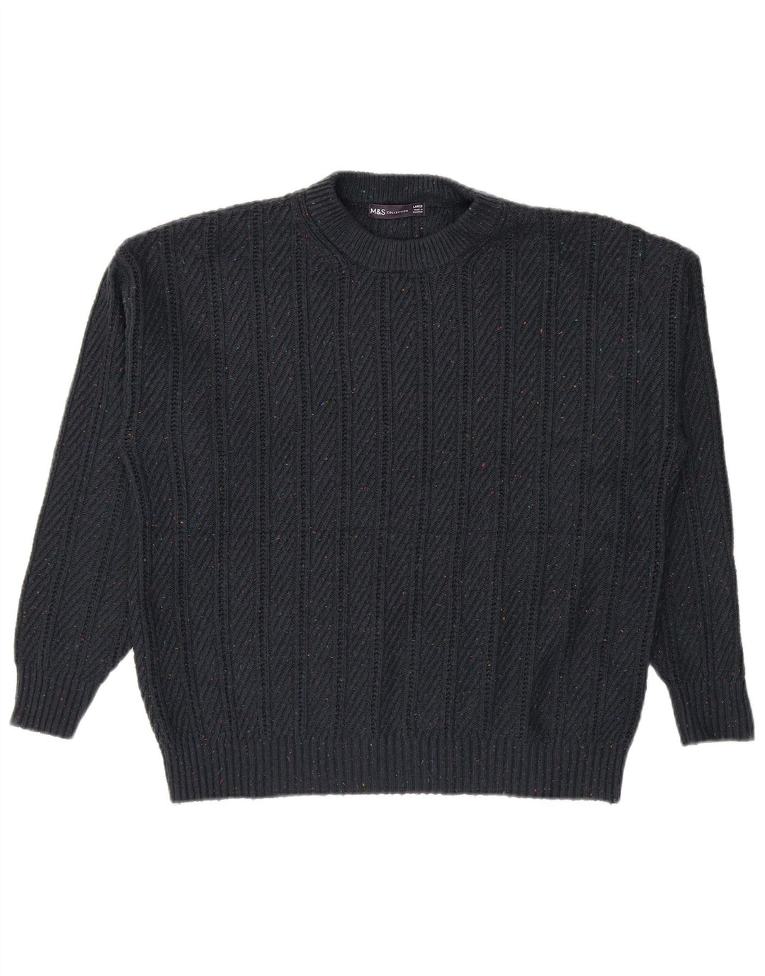 Marks & Spencer Herre sweater med rund hals, stor marineblå flækket