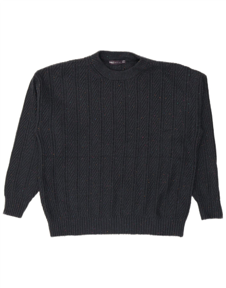 Marks & Spencer Herre sweater med rund hals, stor marineblå flækket