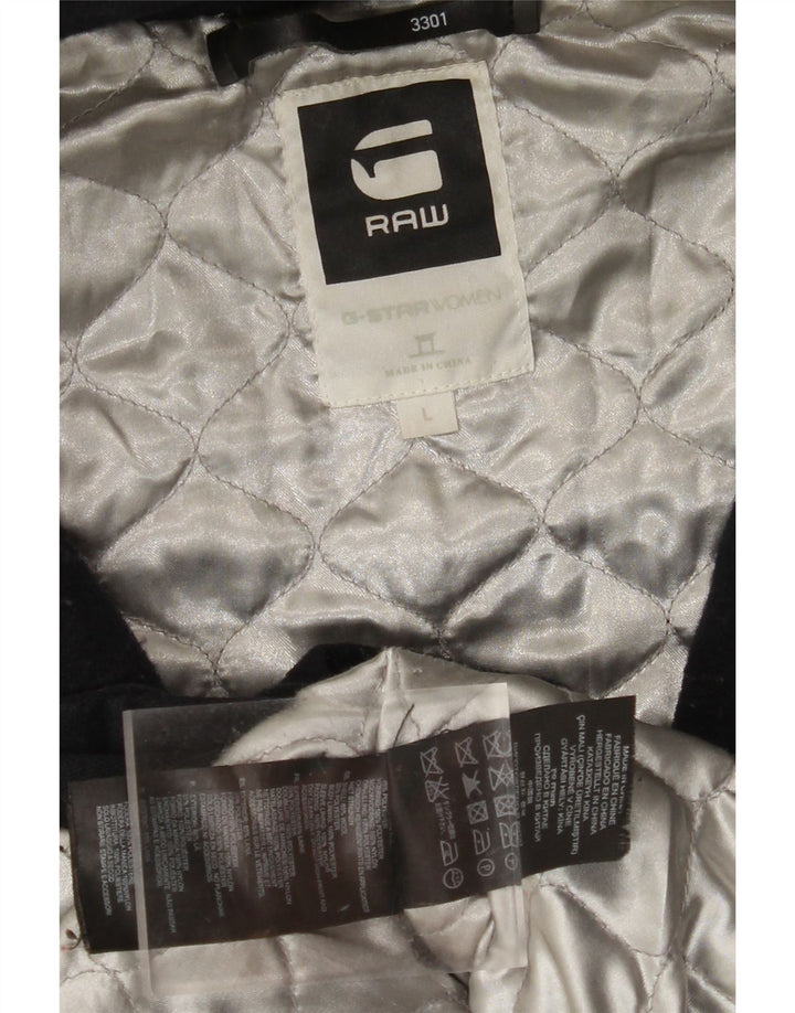 G-Star Dame 3301 hætte vindjakke UK 16 Stor marineblå uld