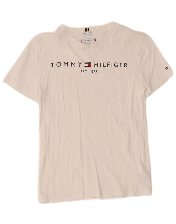Tommy Hilfiger Piger Grafisk T-Shirt Top 12-13 År Hvid Bomuld