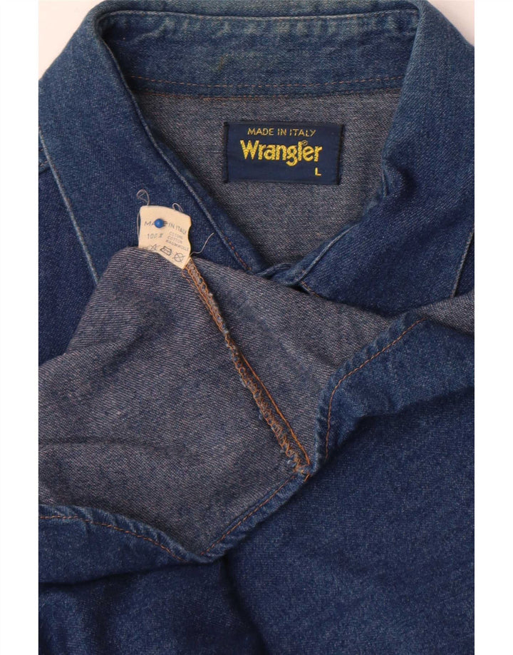 Wrangler denimskjorte til mænd, stor blå bomuld