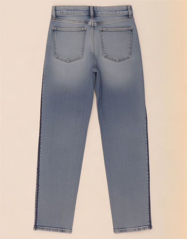 Marks & Spencer Dame Distressed Straight Jeans UK 10 Small W29 L27 Blue