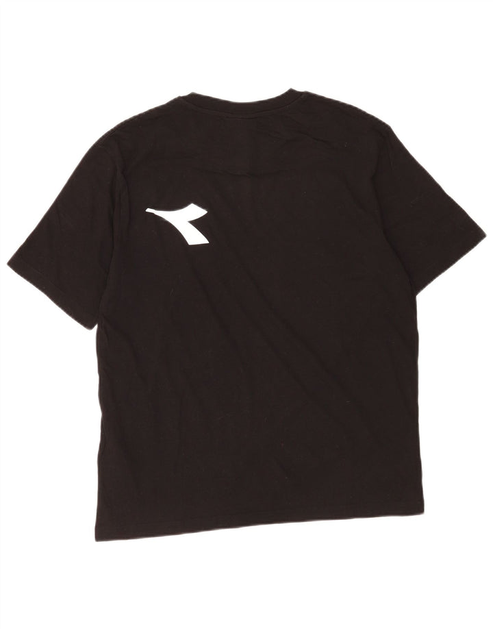Diadora Herre grafisk T-shirt Top Lille sort bomuld