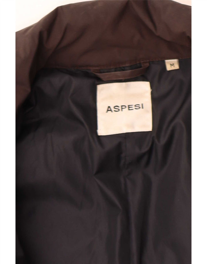 Aspesi Dame Hætte Polstret Frakke UK 14 Medium Brun Nylon