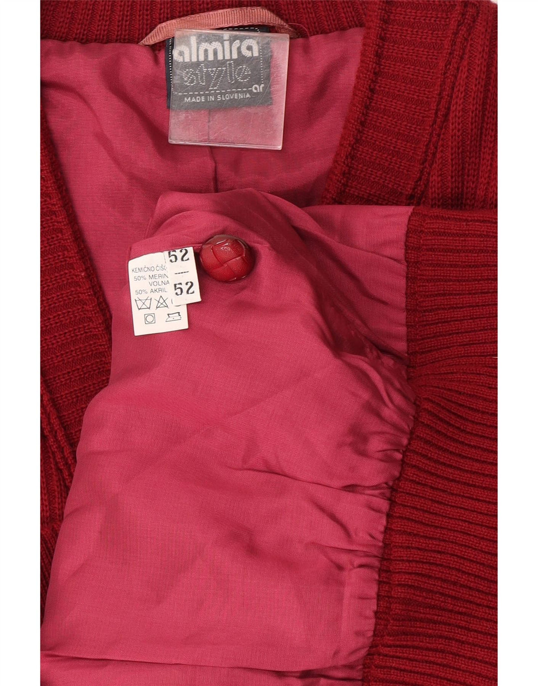 Almira Herre Cardigan Sweater IT 52 Stor Rød Merinould