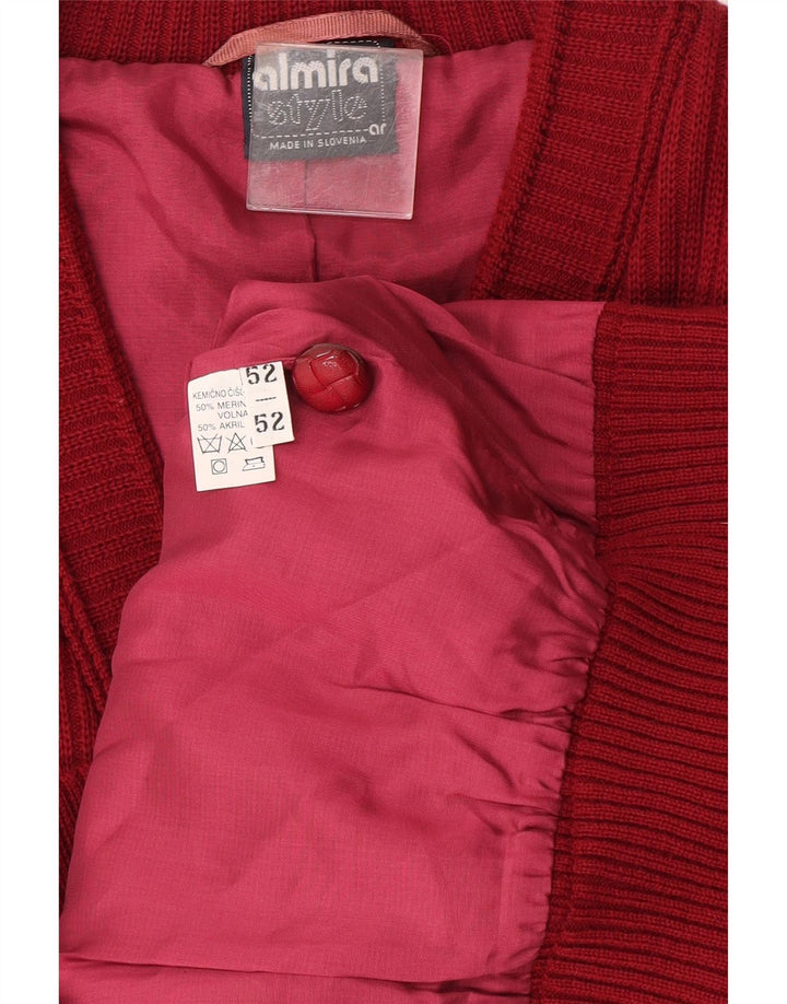 Almira Herre Cardigan Sweater IT 52 Stor Rød Merinould