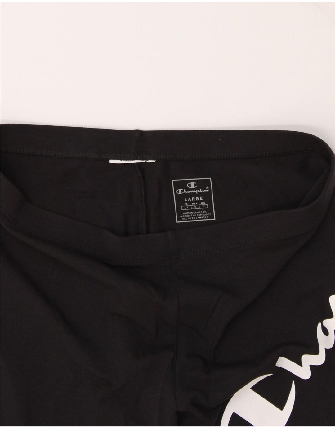 CHAMPION Womens Graphic Sport Shorts UK 14 Large  Black Vintage Champion and Second-Hand Champion from Messina Hembry 