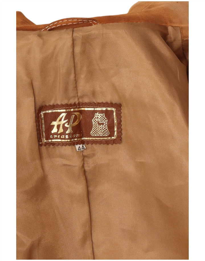 Vintage dame militær ruskind dobbeltradet frakke IT 44 medium brun
