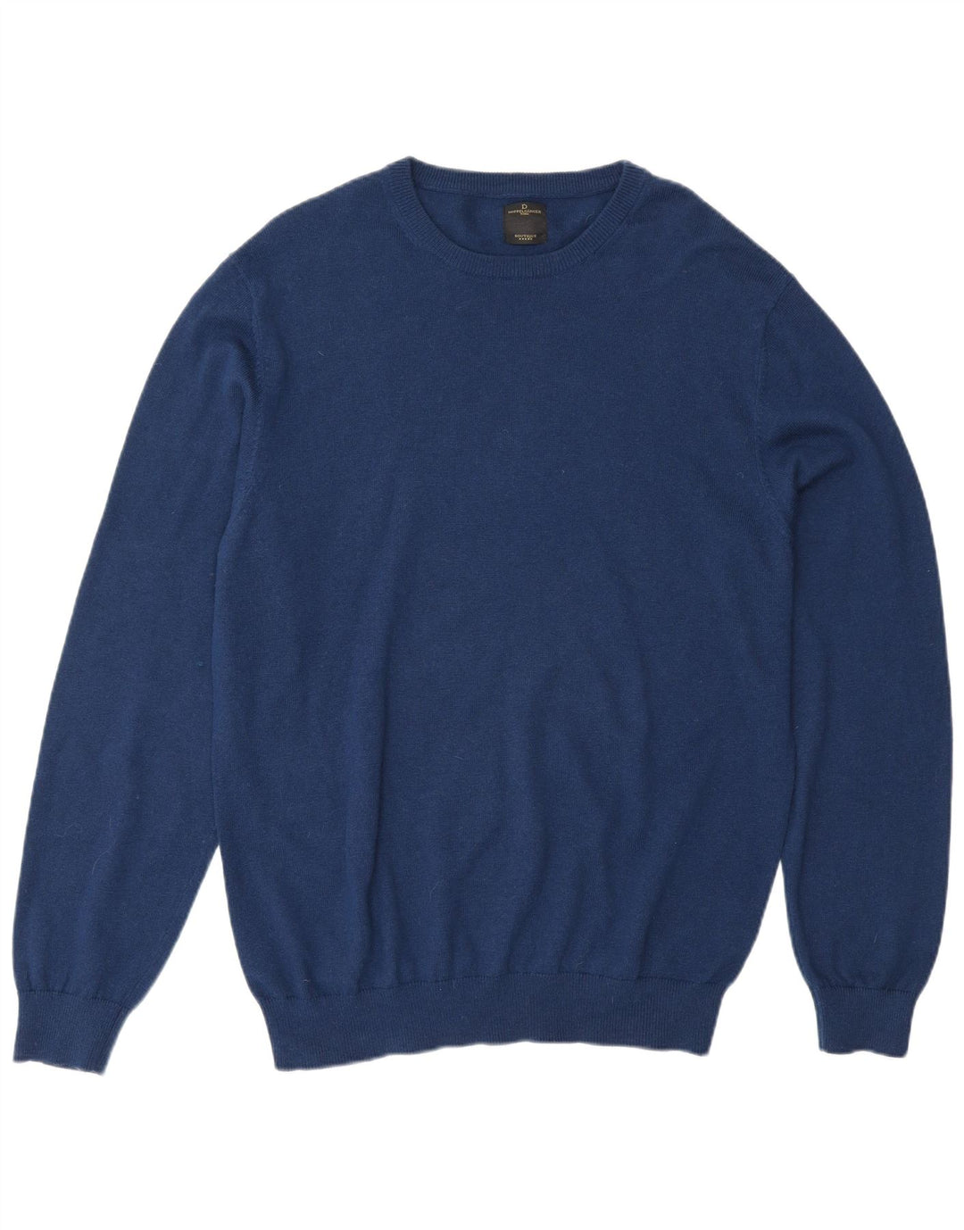 Vintage Herre rund hals sweater stor blå bomuld