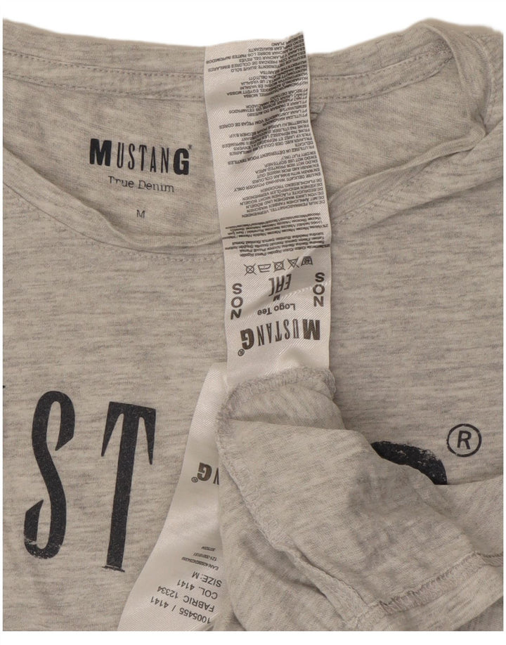 MUSTANG Grafisk T-shirt top til kvinder UK 14 Mellemgrå Flecked Bomuld